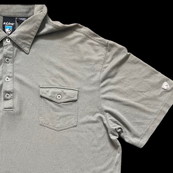 Kuhl Mens Heather Olive Green SS Pockets Lightweight Engineered Polo Shirt 2XL - Picture 2 of 10
